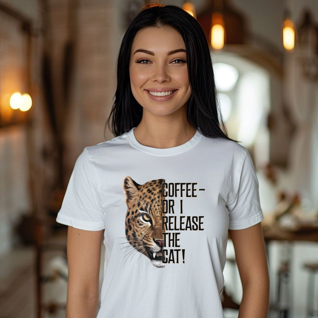 Funny Coffee T-Shirt Gift for Wildlife Lovers, Funny Cat Shirt Gift for Her, Mental Health Shirt, Sarcastic Coffee Lover TShirt, Funny Shirt