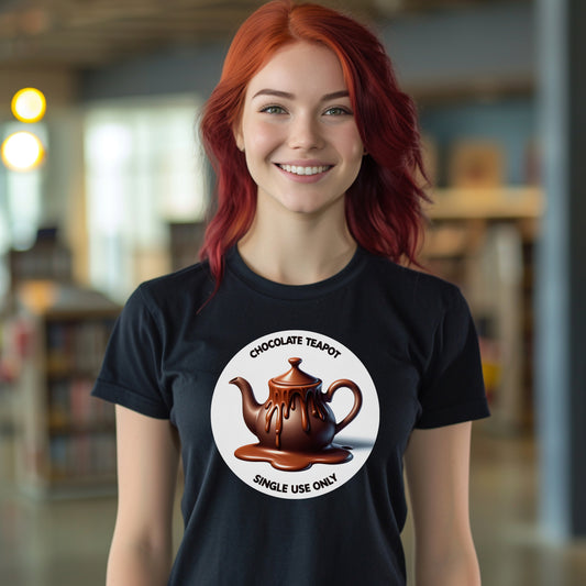 Melting Chocolate Teapot T-Shirt: Single Use Only! Ideal Humorous Unique Kitchenware T-Shirt Gift for Quirky Fashion Enthusiasts