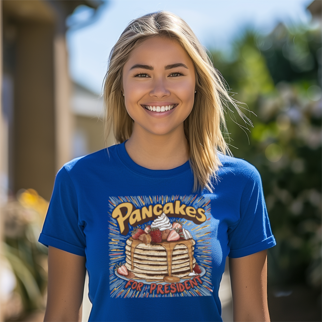 Political Parody T-Shirt with Pancakes for President, Funny Presidential Election Shirt, Election Parody Gift, Funny Political Parody TShirt