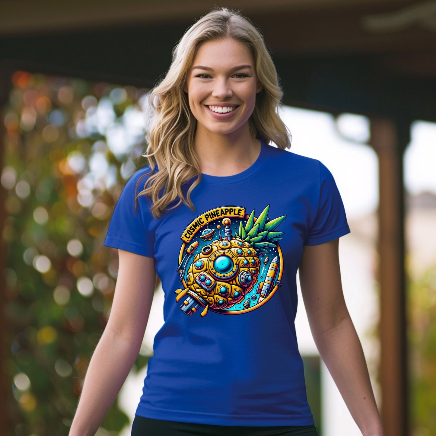 Cosmic Pineapple Rocketship T-Shirt - Fruit Rocketship T-Shirt, Funny Pineapple T-Shirt Gift, Pineapple Rocketship T-Shirt Gift, Funny Fruit T-Shirt