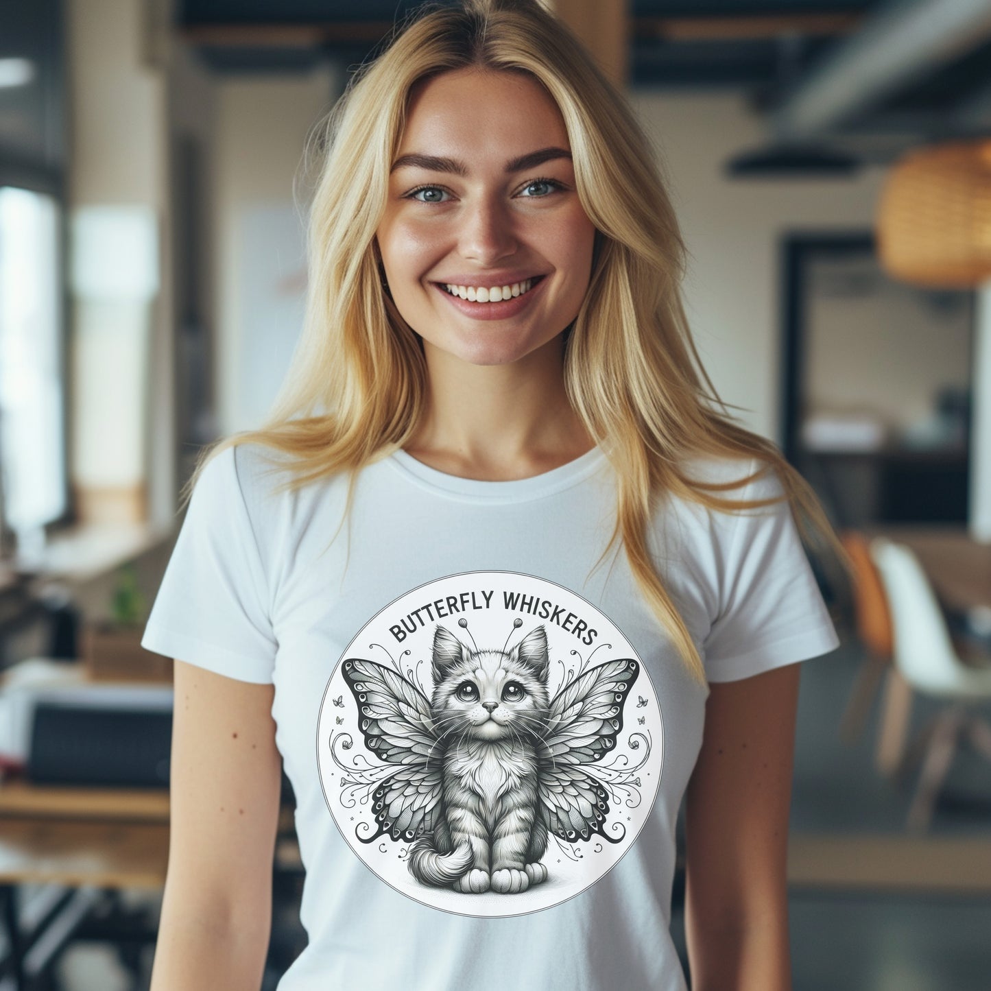 Fly into Whimsy with the Butterfly-Winged Cat T-Shirt. Perfect Cat Lover T-Shirt, Fantasy Winged Cat, Fantasy Cat T-Shirt, Winged Cat Shirt
