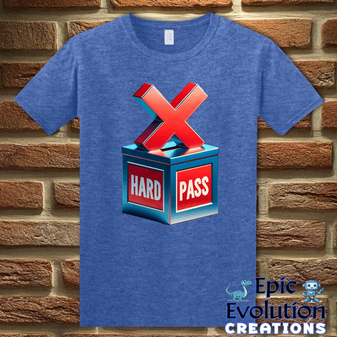 S-Heather Royal-Funny "Hard Pass" Funny T Shirt-Epic Evolution Creations