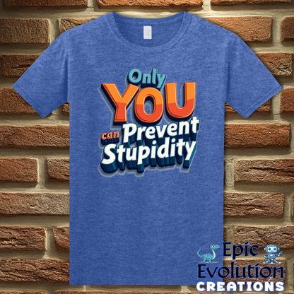 S-Heather Royal-Funny Prevent Stupidity T Shirt-Epic Evolution Creations