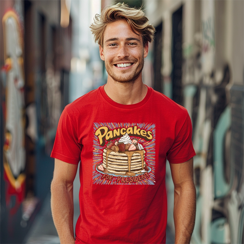 Political Parody T-Shirt with Pancakes for President, Funny Presidential Election Shirt, Election Parody Gift, Funny Political Parody TShirt