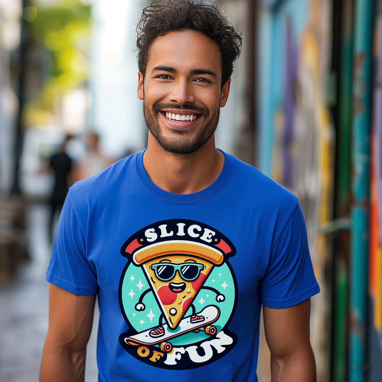 Skateboarding Pizza Slice - Novelty T-Shirt for Foodies and Skaters. Perfect for Pizza Lovers and Skateboarding Enthusiasts. Grab a Slice!