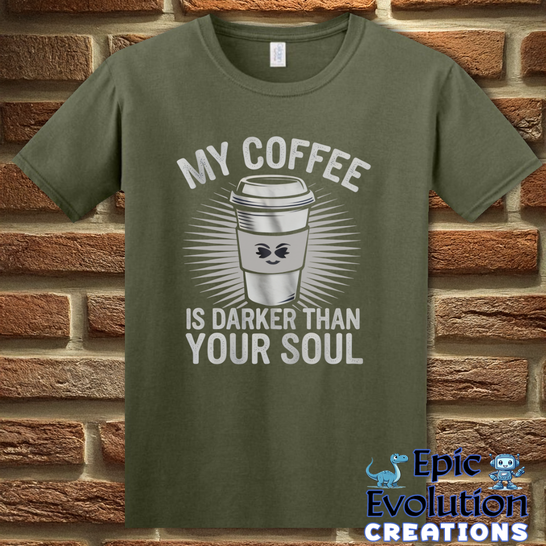 S-Military Green-Funny Coffee T-Shirt for Coffee Lovers-Epic Evolution Creations