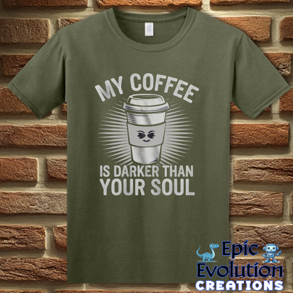 S-Military Green-Funny Coffee T-Shirt for Coffee Lovers-Epic Evolution Creations