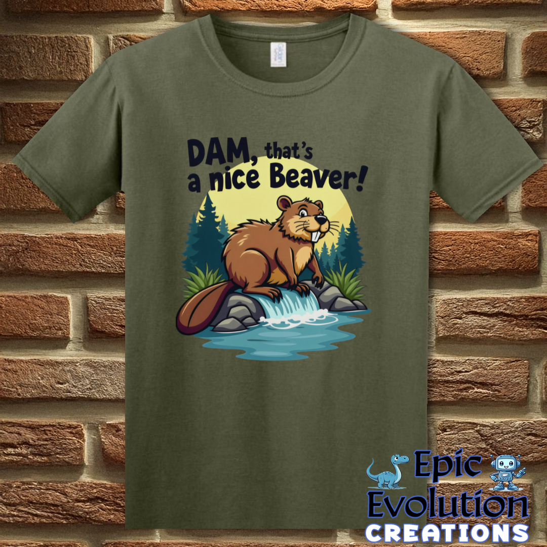 S-Military Green-Funny Beaver Graphic Shirt-Epic Evolution Creations