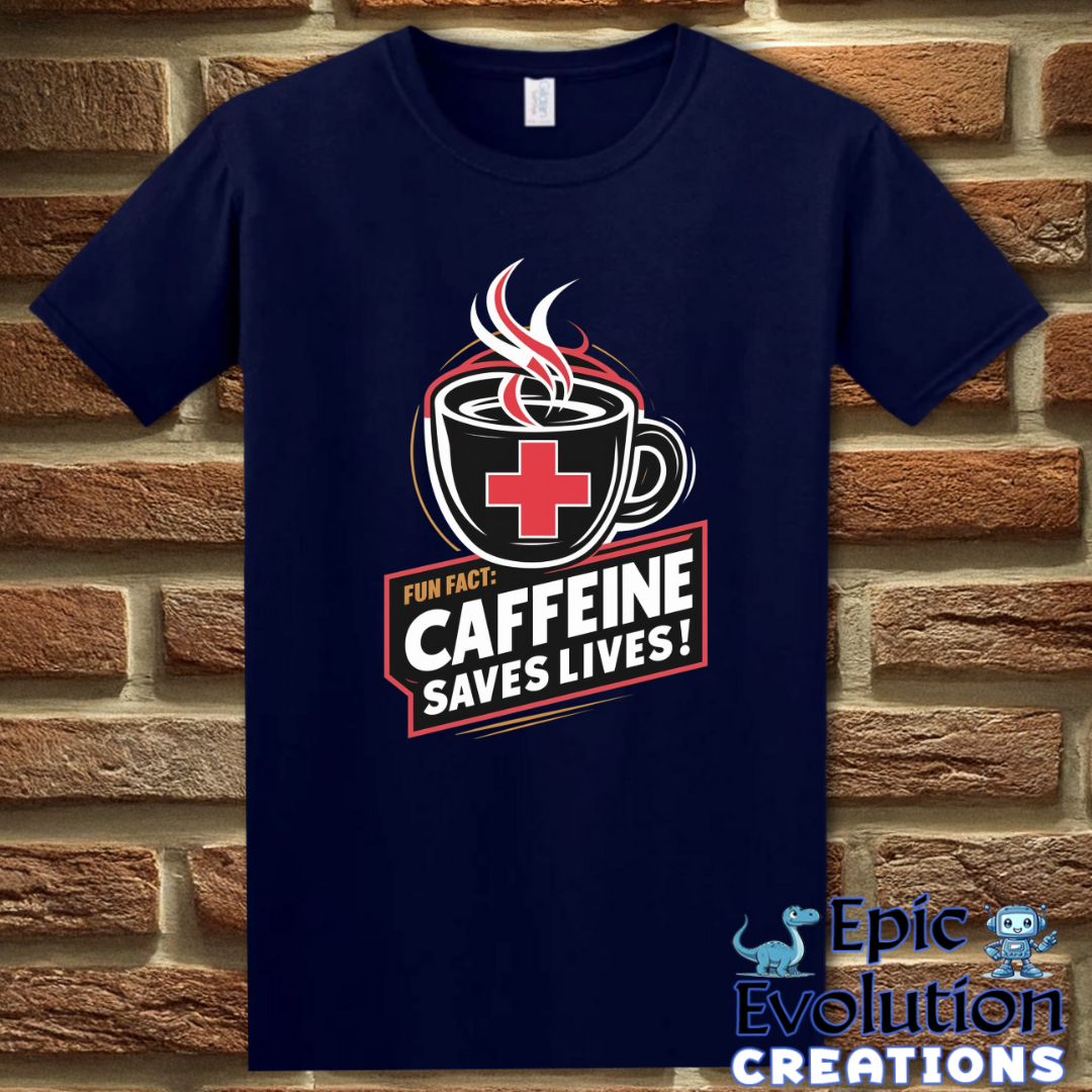 S-Navy-Funny Caffeine Addiction T Shirt-Epic Evolution Creations