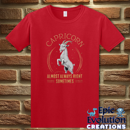 S-Gildan Red-Capricorn Zodiac T Shirt-Epic Evolution Creations