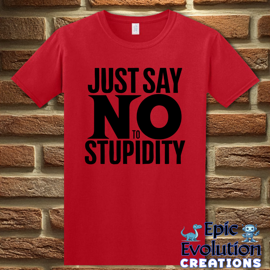 S-Red-Funny Stupidity T Shirt-Epic Evolution Creations