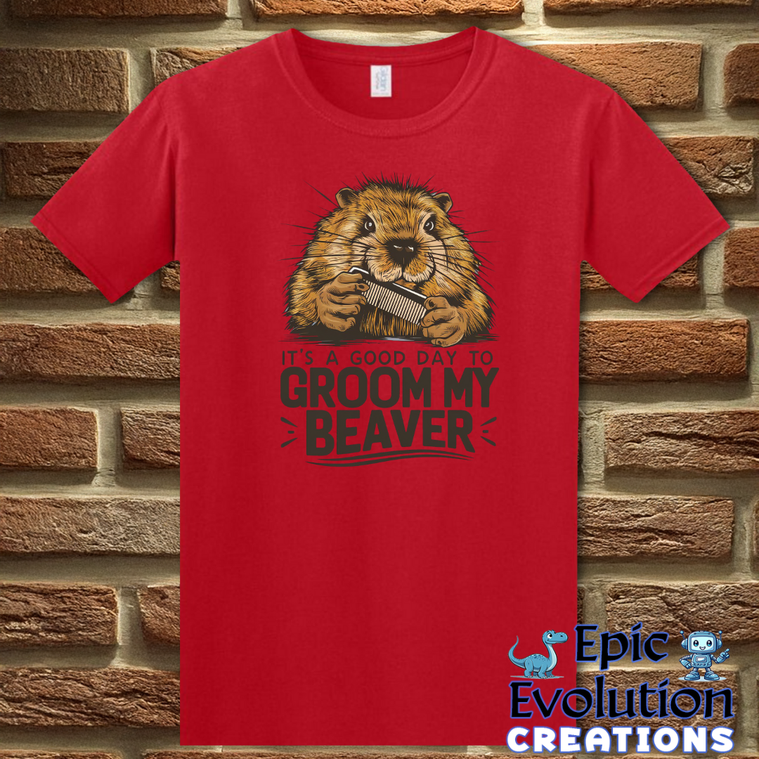 S-Gildan Red-Funny Beaver Funny T Shirt-Epic Evolution Creations