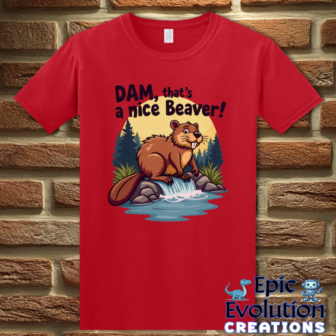 S-Red-Funny Beaver Graphic Shirt-Epic Evolution Creations