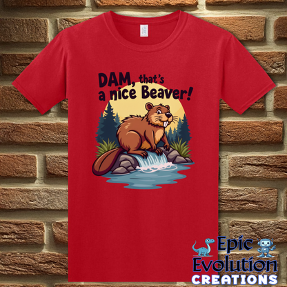 S-Red-Funny Beaver Graphic Shirt-Epic Evolution Creations