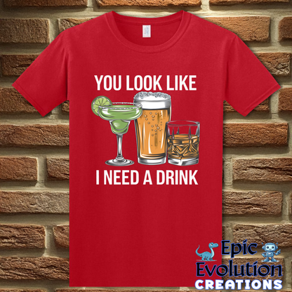 S-Red-Funny Drinking T Shirt-Epic Evolution Creations