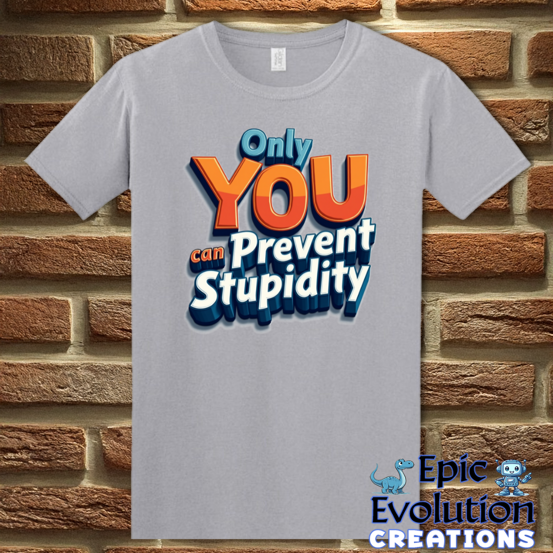 S-Graphite Heather-Funny Prevent Stupidity T Shirt-Epic Evolution Creations