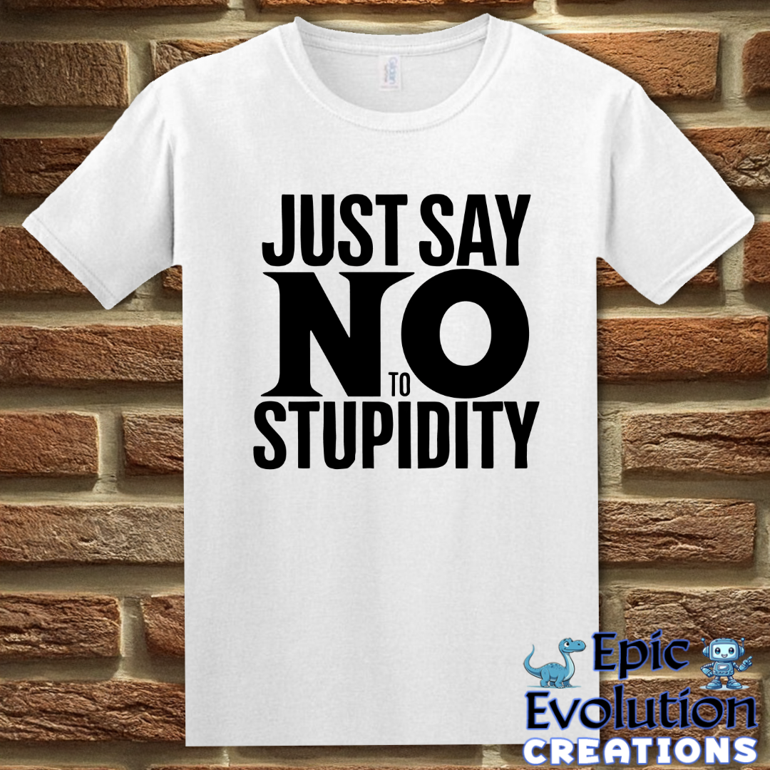 S-White-Funny Stupidity T Shirt-Epic Evolution Creations