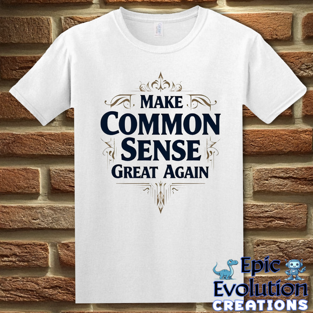 S-White-Funny Common Sense T Shirt-Epic Evolution Creations