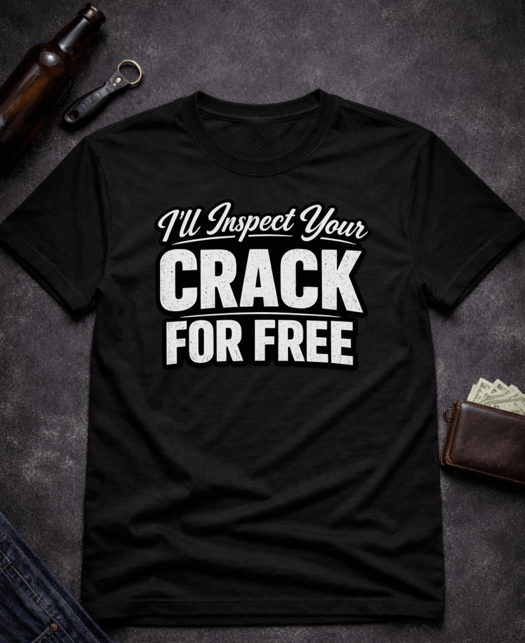 T-Shirt Black / S I’ll Inspect Your Crack For Free Funny Innuendo T-Shirt Epic Evolution Creations