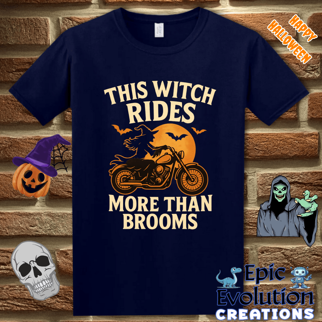 T-Shirt 🧙Funny Halloween Shirts for Women Who Love Motorcycles Epic Evolution Creations