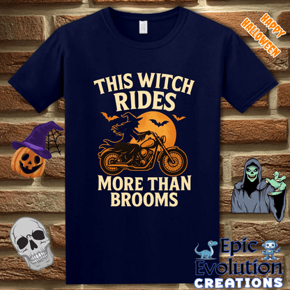 T-Shirt 🧙Funny Halloween Shirts for Women Who Love Motorcycles Epic Evolution Creations