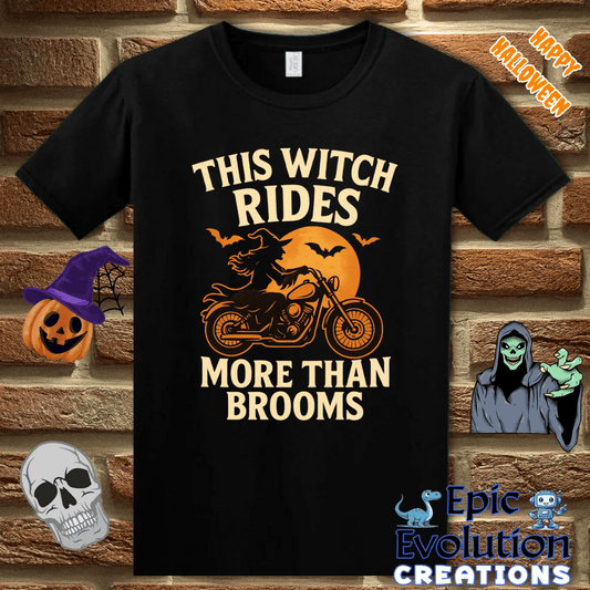 T-Shirt 🧙Funny Halloween Shirts for Women Who Love Motorcycles Epic Evolution Creations