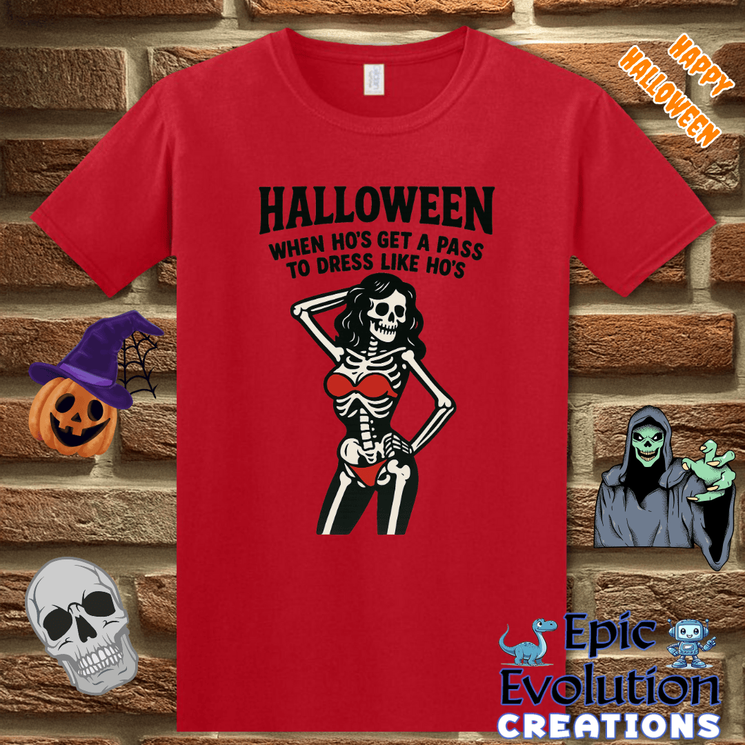 T-Shirt Funny Halloween Skeleton Shirt for Women Epic Evolution Creations