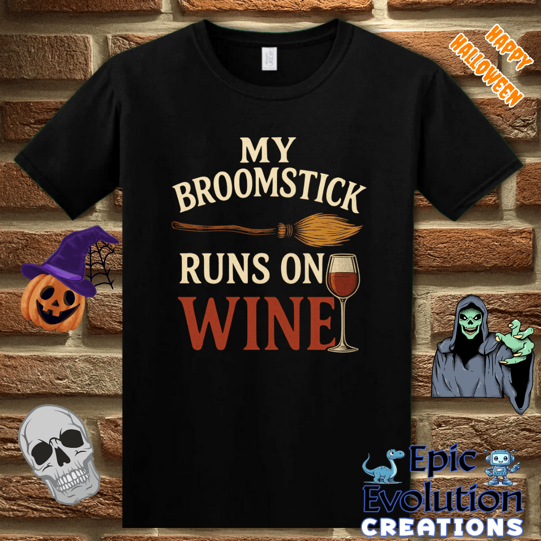 T-Shirt 🧙Funny Halloween Wine Shirt for Women Epic Evolution Creations