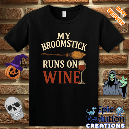 T-Shirt 🧙Funny Halloween Wine Shirt for Women Epic Evolution Creations