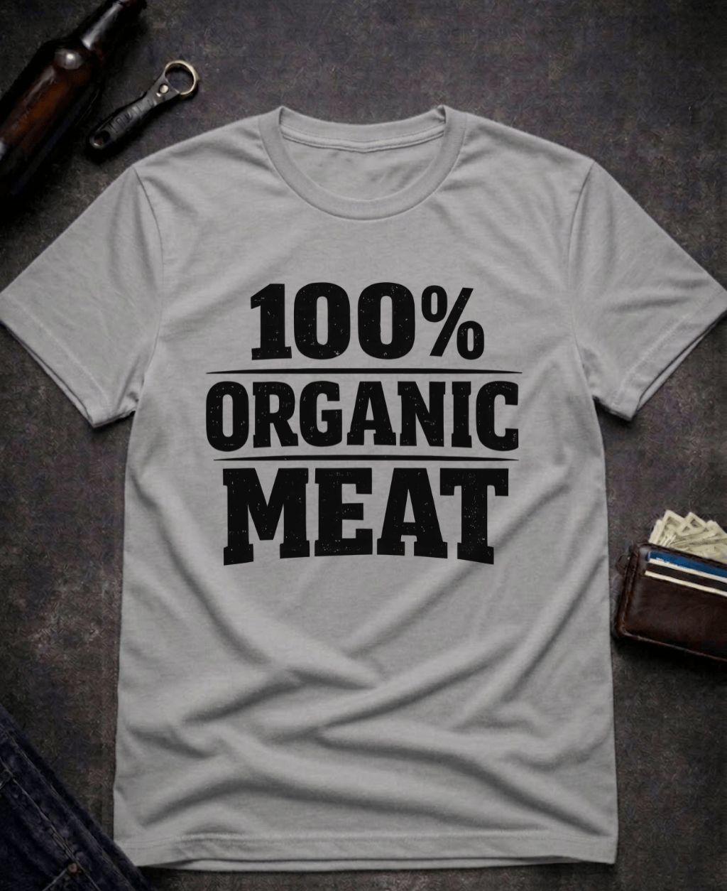 T-Shirt Graphite Heather / S Organic Meat Funny T-Shirt Epic Evolution Creations
