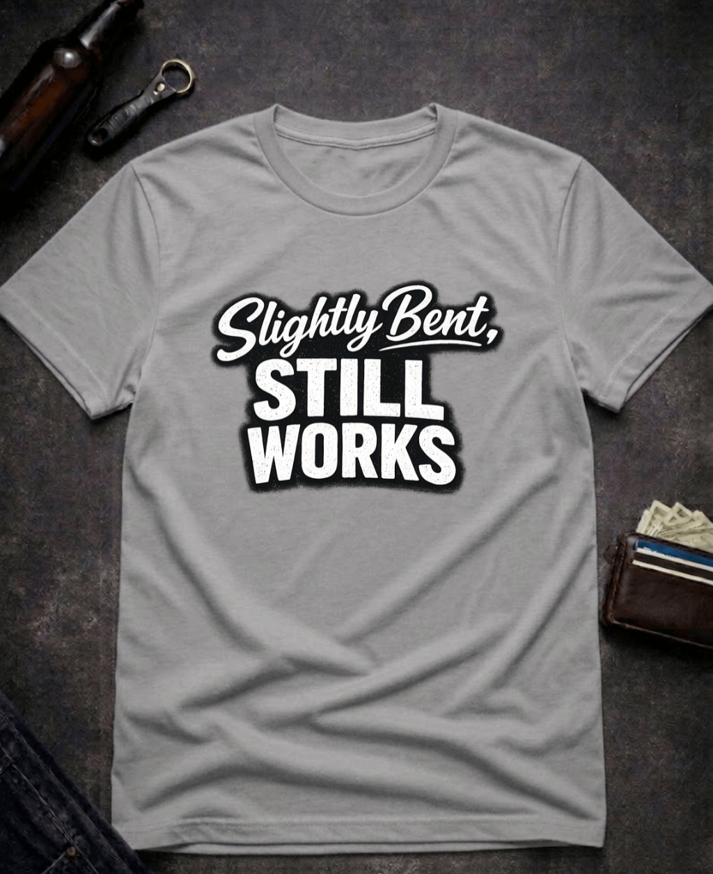 T-Shirt Graphite Heather / S Slightly Bent Still Works Funny T-Shirt Epic Evolution Creations