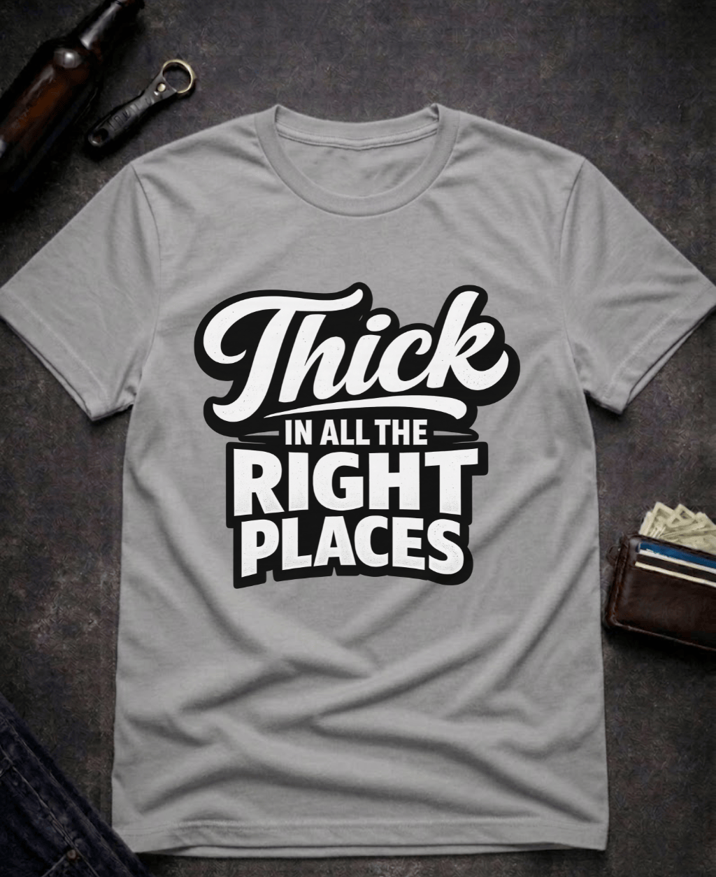 T-Shirt Graphite Heather / S Thick In All The Right Places Funny T-Shirt Epic Evolution Creations