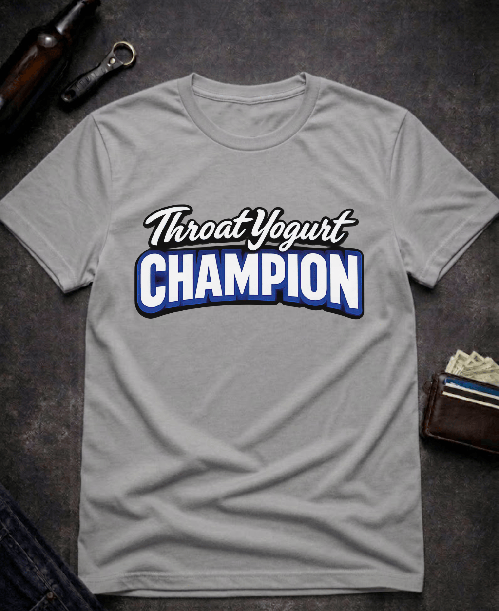 T-Shirt Graphite Heather / S Throat Yogurt Champion Funny Innuendo T-Shirt Epic Evolution Creations