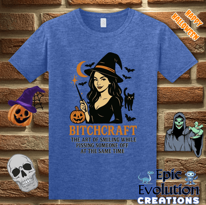 T-Shirt Heather Royal / S 🧙Funny “Bitchcraft” Halloween Shirt for Women Epic Evolution Creations