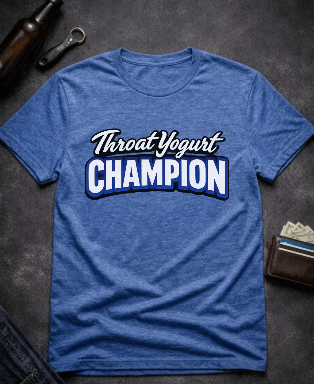 T-Shirt Heather Royal / S Throat Yogurt Champion Funny Innuendo T-Shirt Epic Evolution Creations