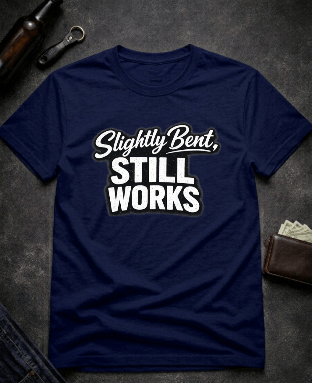 T-Shirt Navy / S Slightly Bent Still Works Funny T-Shirt Epic Evolution Creations