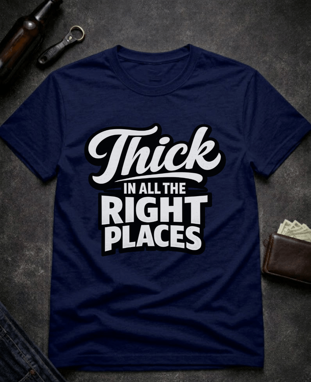 T-Shirt Navy / S Thick In All The Right Places Funny T-Shirt Epic Evolution Creations