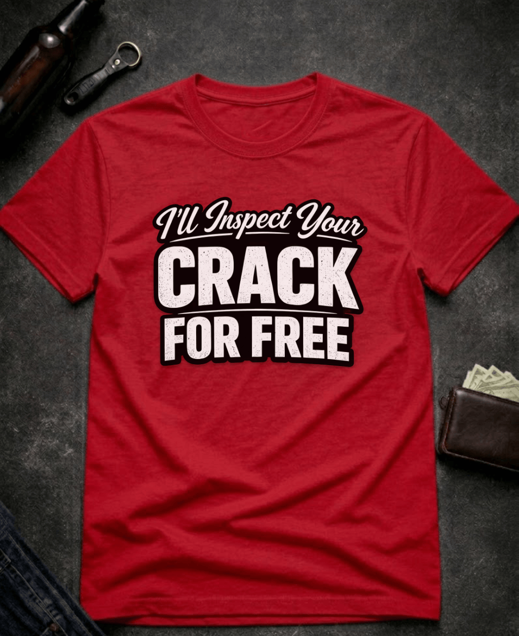 T-Shirt Red / S I’ll Inspect Your Crack For Free Funny Innuendo T-Shirt Epic Evolution Creations