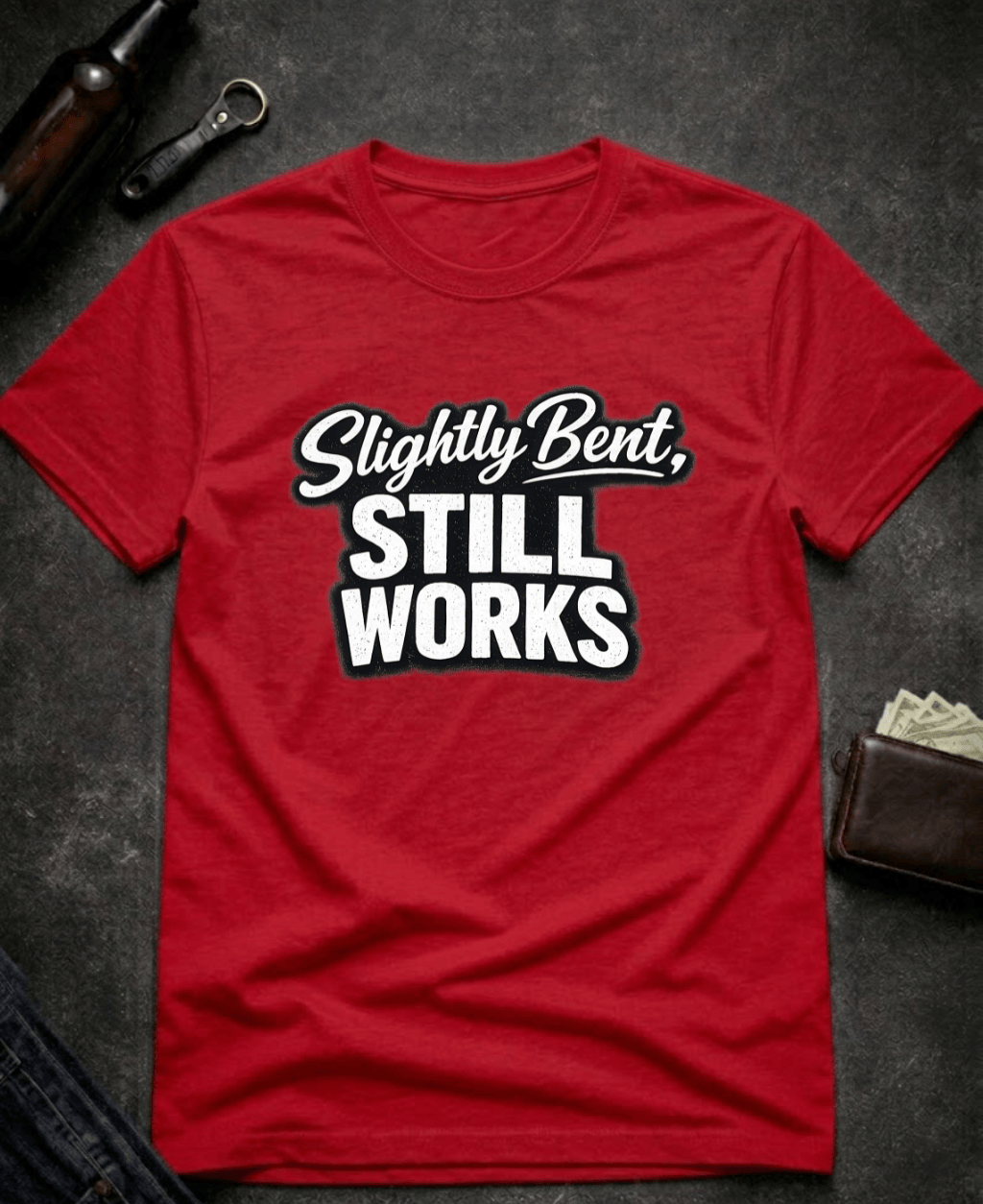 T-Shirt Red / S Slightly Bent Still Works Funny T-Shirt Epic Evolution Creations
