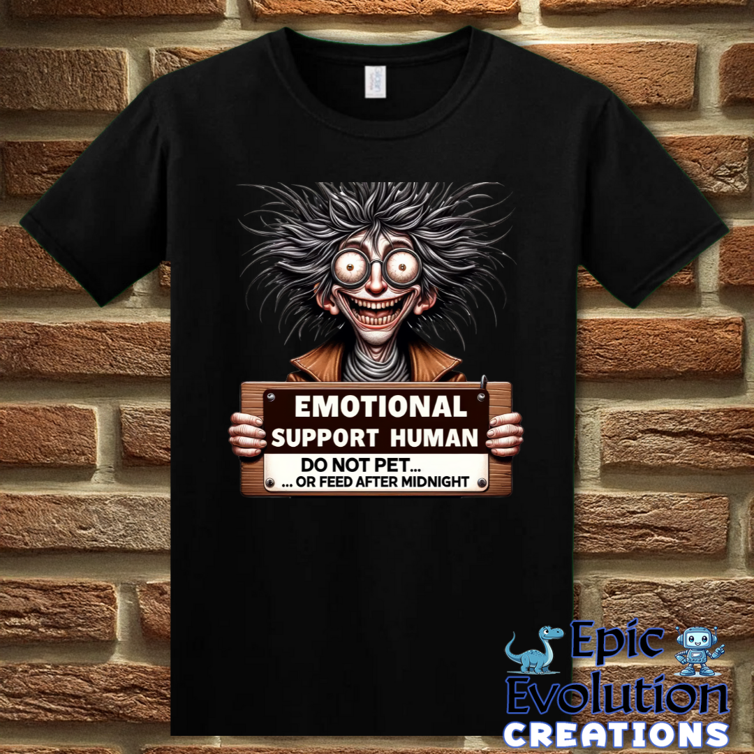 T-Shirt S / Black Funny Emotional Support T Shirt Gift Epic Evolution Creations