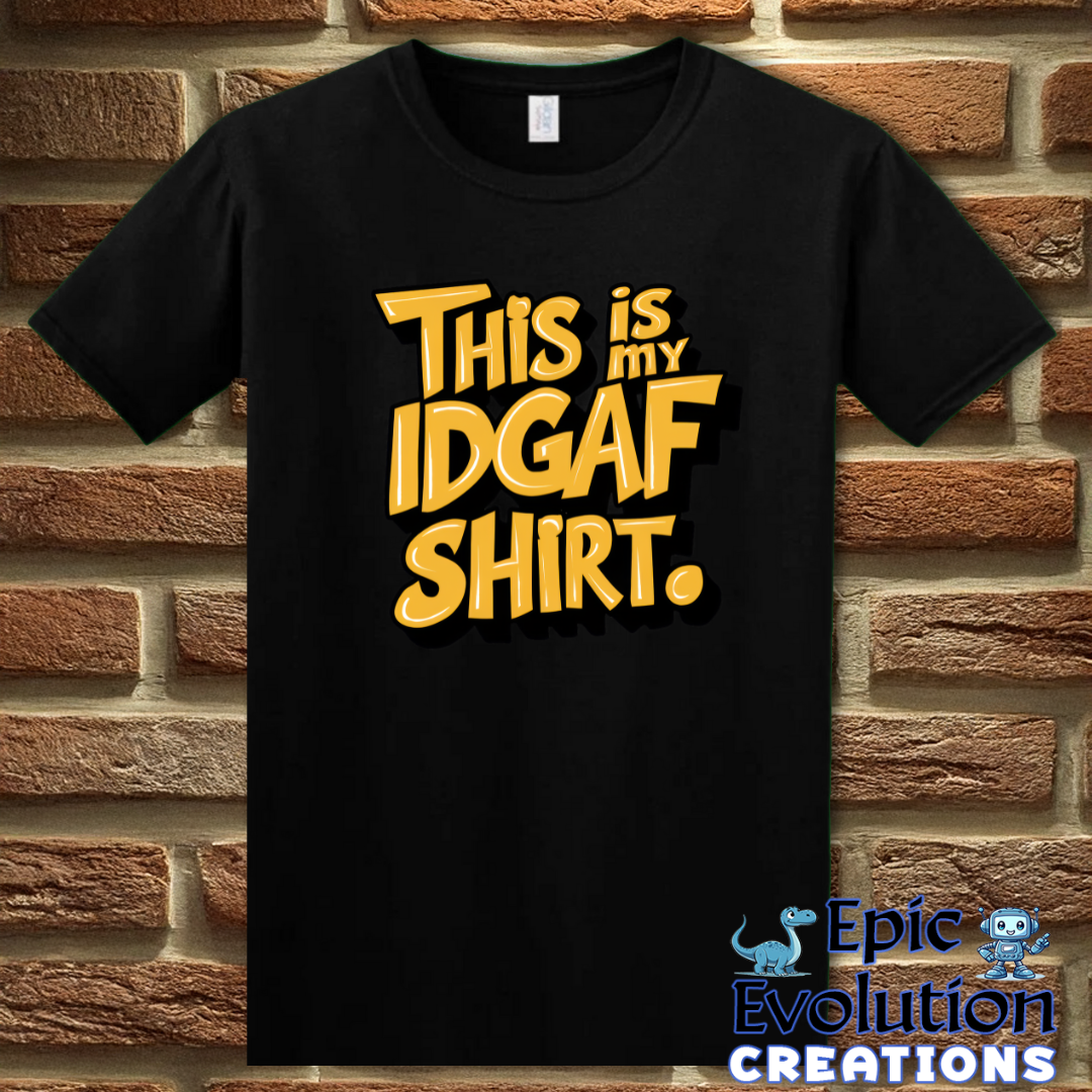 T-Shirt S / Black Funny IDGAF Sarcastic Quote Shirt Epic Evolution Creations