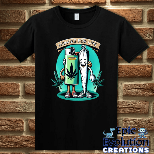 T-Shirt S / Black Funny Weed Lighter and Joint Cannabis T-Shirt Epic Evolution Creations