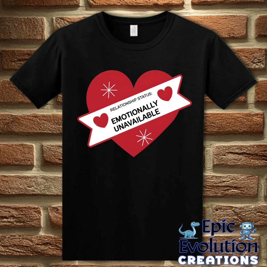 T-Shirt S / Black Valentine Shirt Emotionally Unavailable Epic Evolution Creations