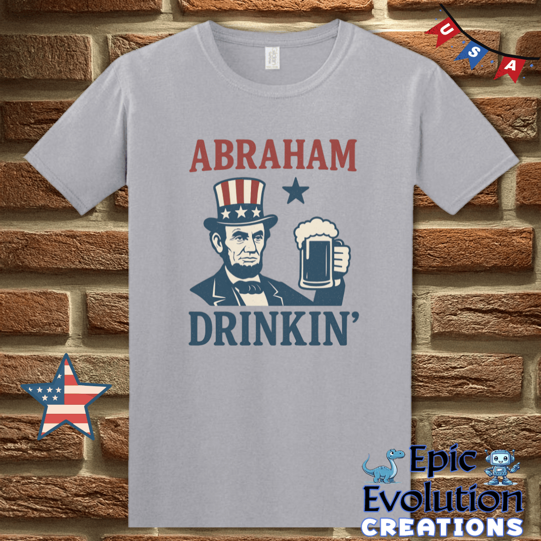 T-Shirt S / Graphite Heather Funny 4th of July Shirt for Men or Women with Abraham Epic Evolution Creations