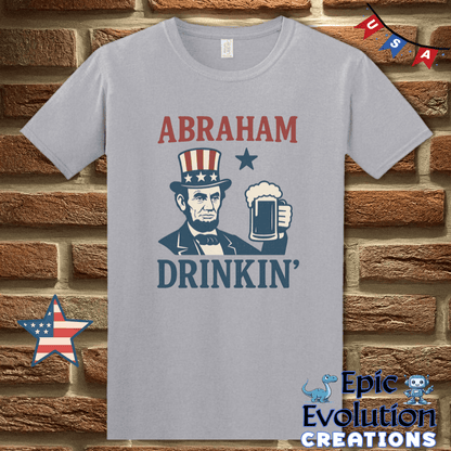 T-Shirt S / Graphite Heather Funny 4th of July Shirt for Men or Women with Abraham Epic Evolution Creations