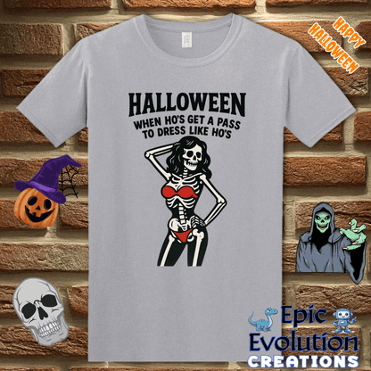 T-Shirt S / Graphite Heather Funny Halloween Skeleton Shirt for Women Epic Evolution Creations