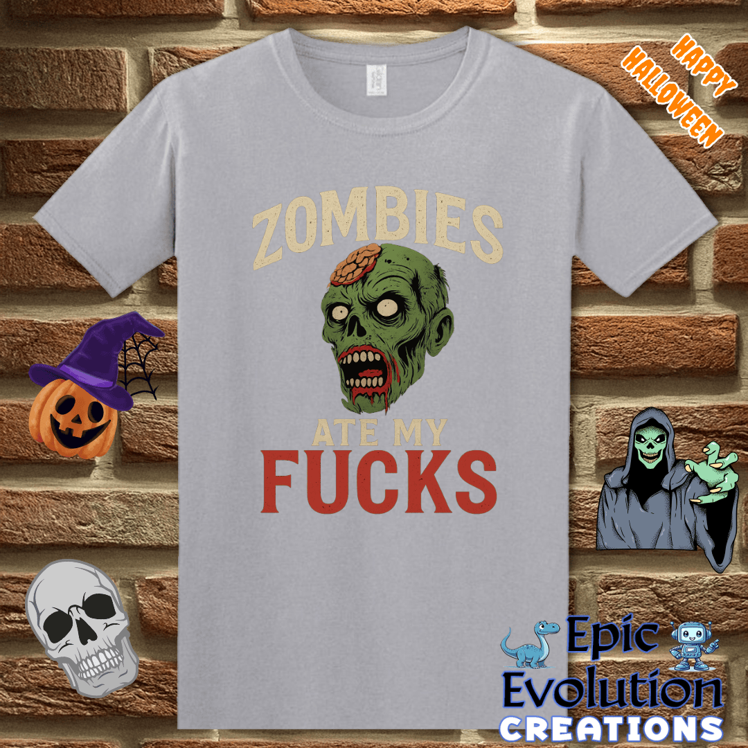 T-Shirt S / Graphite Heather Funny Halloween Zombie T-Shirt Epic Evolution Creations