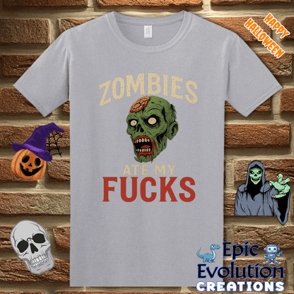 T-Shirt S / Graphite Heather Funny Halloween Zombie T-Shirt Epic Evolution Creations