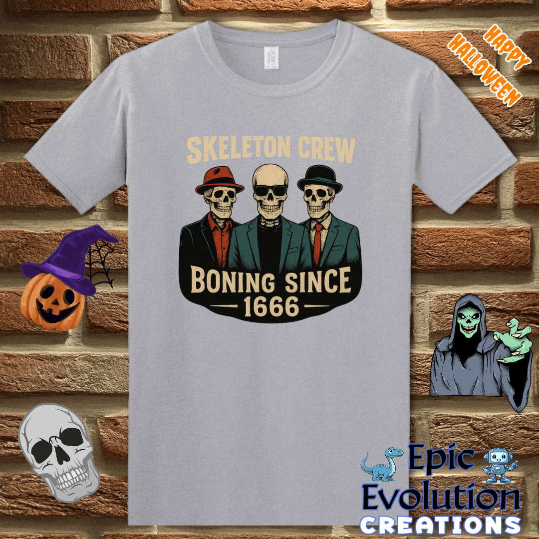 T-Shirt S / Graphite Heather 💀Funny Skeleton T-Shirt for Halloween Epic Evolution Creations