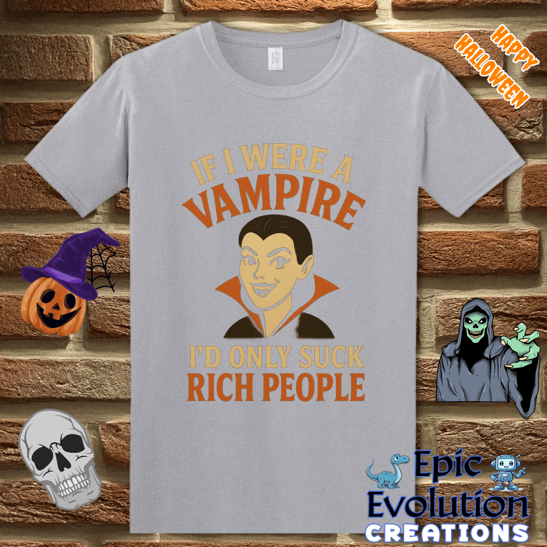T-Shirt S / Graphite Heather 🩸Funny Vampire T-Shirt for Halloween Epic Evolution Creations